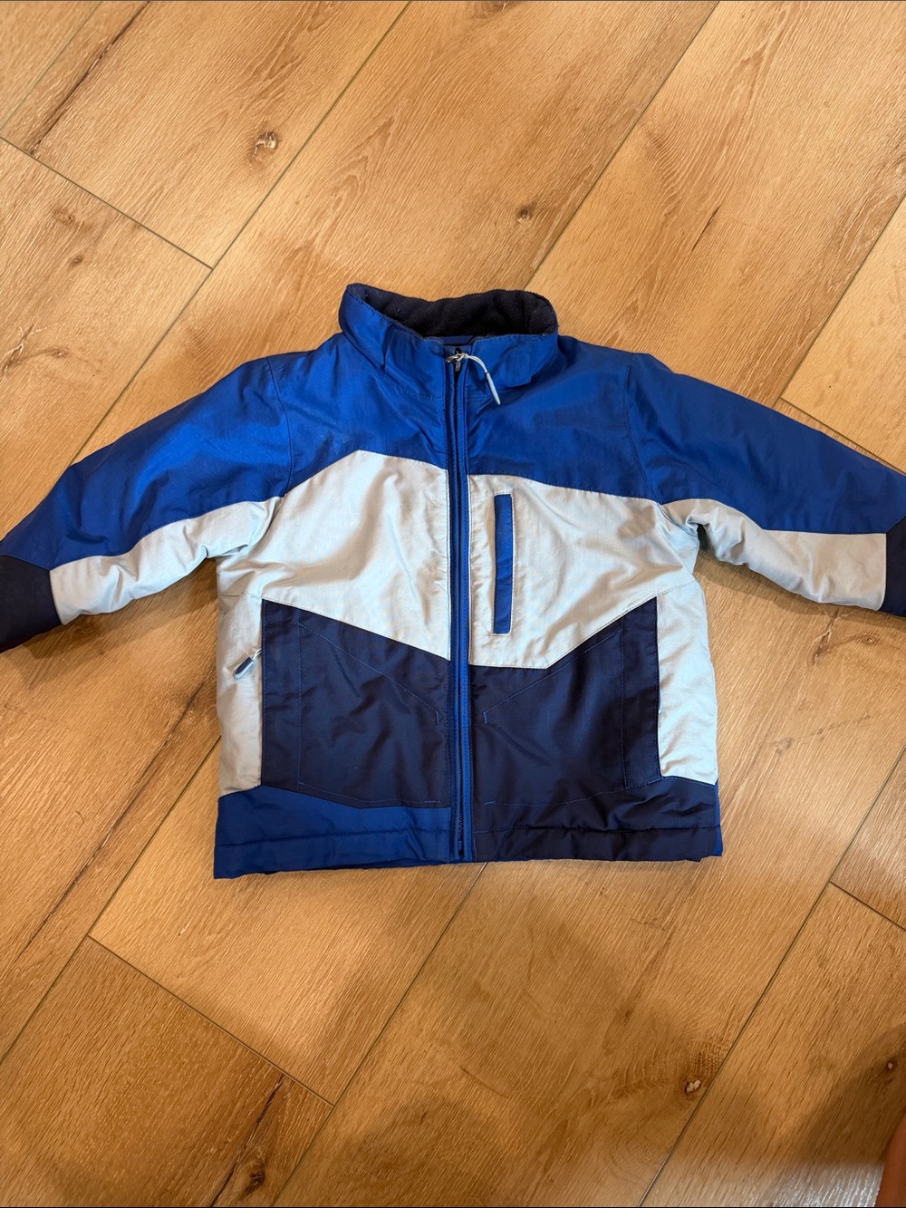 L.L. Bean Kids Colorblock Puffer Jacket - Royal Blue & Light Gray